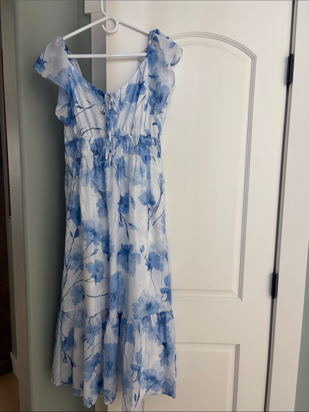 Joie Light Blue and White Floral Midi Dress